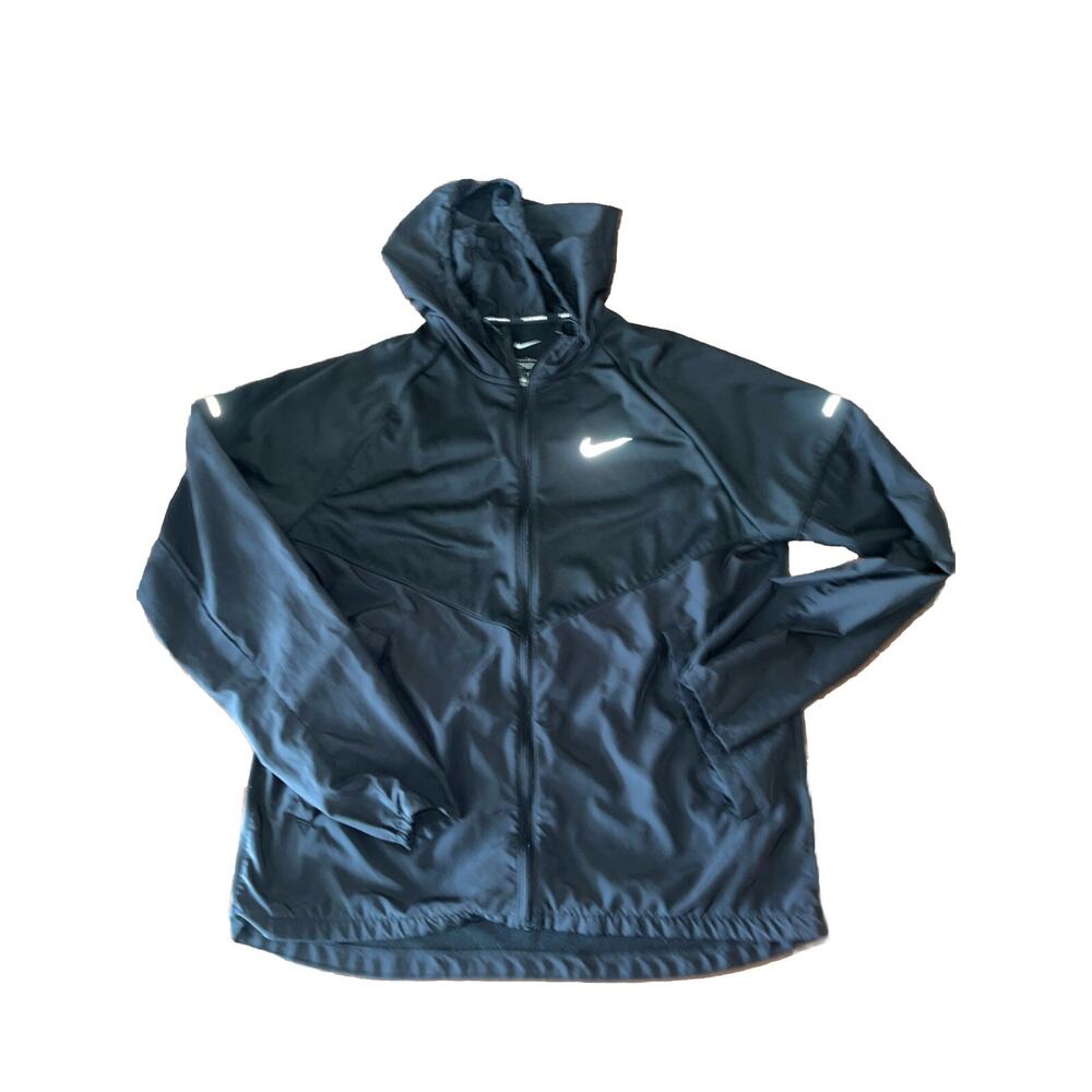 Nike Jacket Womens Small Black Running Full Zip Reflective Light